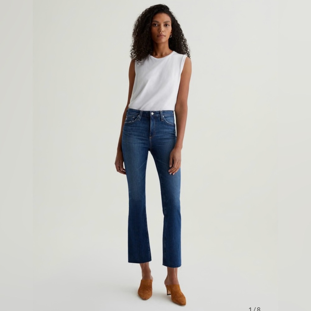 AG Jeans Farrah Boot Crop Mid Rise Bootcut NWT Size 26 Blue AG-ed Denim